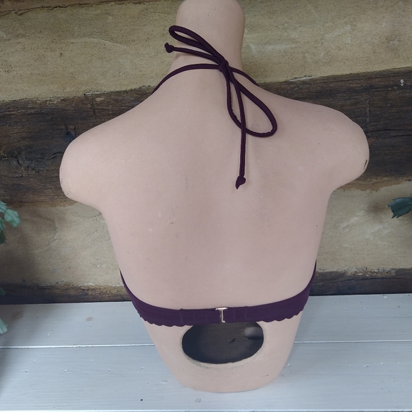 3/$10 Victoria's Secret Burgundy Halter Tie Bikini Top Size 34B - Picture 3 of 4